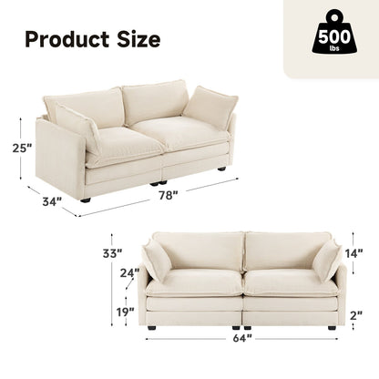 Canapé d'angle en velours côtelé avec ottomans amovibles et coussins ultra-doux pour salon et chambre à coucher
