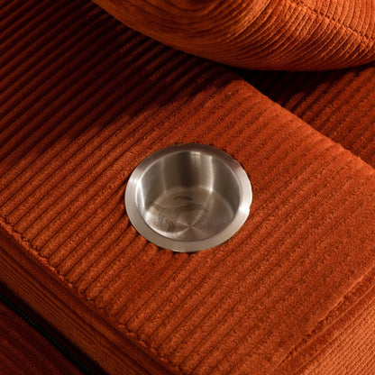 Canapé en mousse à mémoire de forme recouvert de velours côtelé avec pouf, canapé-lit en forme de haricot recouvert de tissu - 123 x 172 x 62 cm (LxlxH)