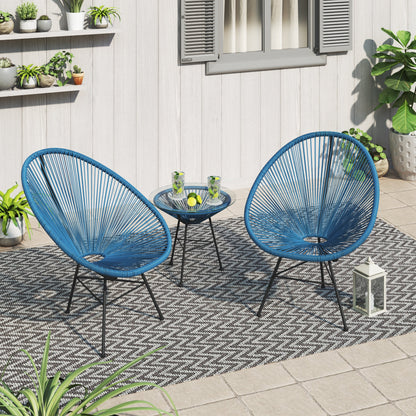 Ensemble de bistro moderne en osier Acapulco Corvus Sarcelles, 3 pièces