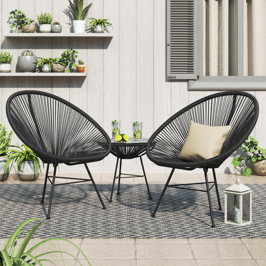 Ensemble de bistro moderne en osier Acapulco Corvus Sarcelles, 3 pièces