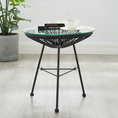 Ensemble de bistro moderne en osier Acapulco Corvus Sarcelles, 3 pièces