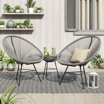 Ensemble de bistro moderne en osier Acapulco Corvus Sarcelles, 3 pièces