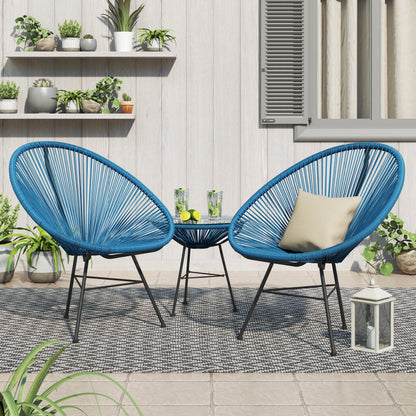 Ensemble de bistro moderne en osier Acapulco Corvus Sarcelles, 3 pièces