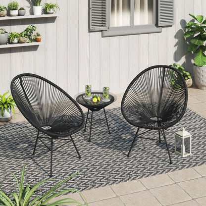 Ensemble de bistro moderne en osier Acapulco Corvus Sarcelles, 3 pièces