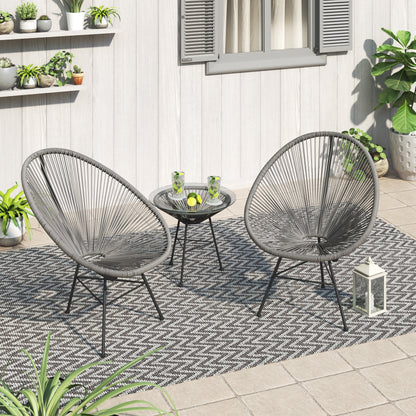 Ensemble de bistro moderne en osier Acapulco Corvus Sarcelles, 3 pièces