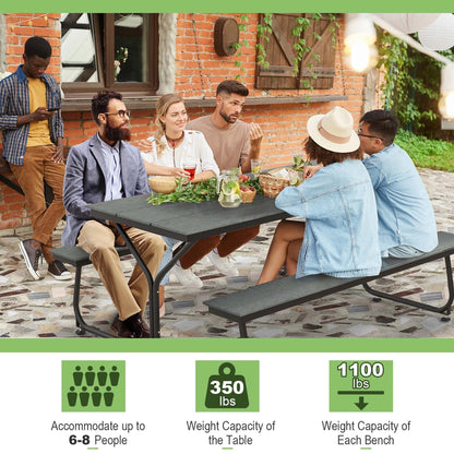 Ensemble table et banc de pique-nique Costway 6 pi, pour extérieur, en HDPE, très résistant - Voir les détails
