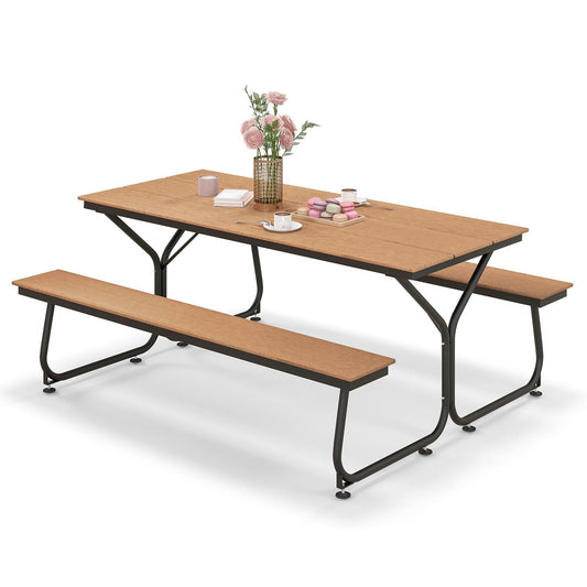 Ensemble table et banc de pique-nique Costway 6 pi, pour extérieur, en HDPE, très résistant - Voir les détails