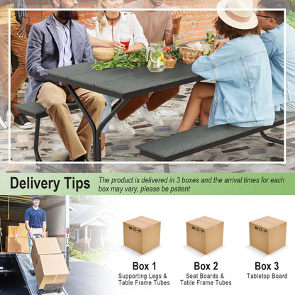 Ensemble table et banc de pique-nique Costway 6 pi, pour extérieur, en HDPE, très résistant - Voir les détails