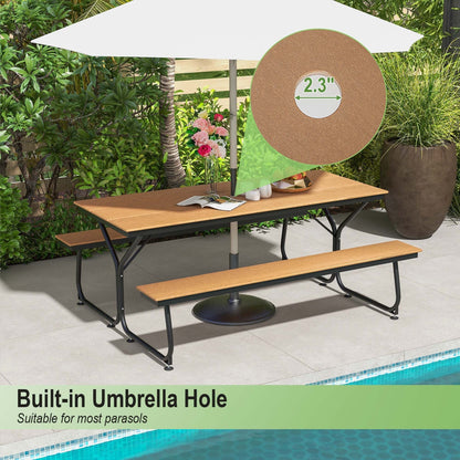 Ensemble table et banc de pique-nique Costway 6 pi, pour extérieur, en HDPE, très résistant - Voir les détails