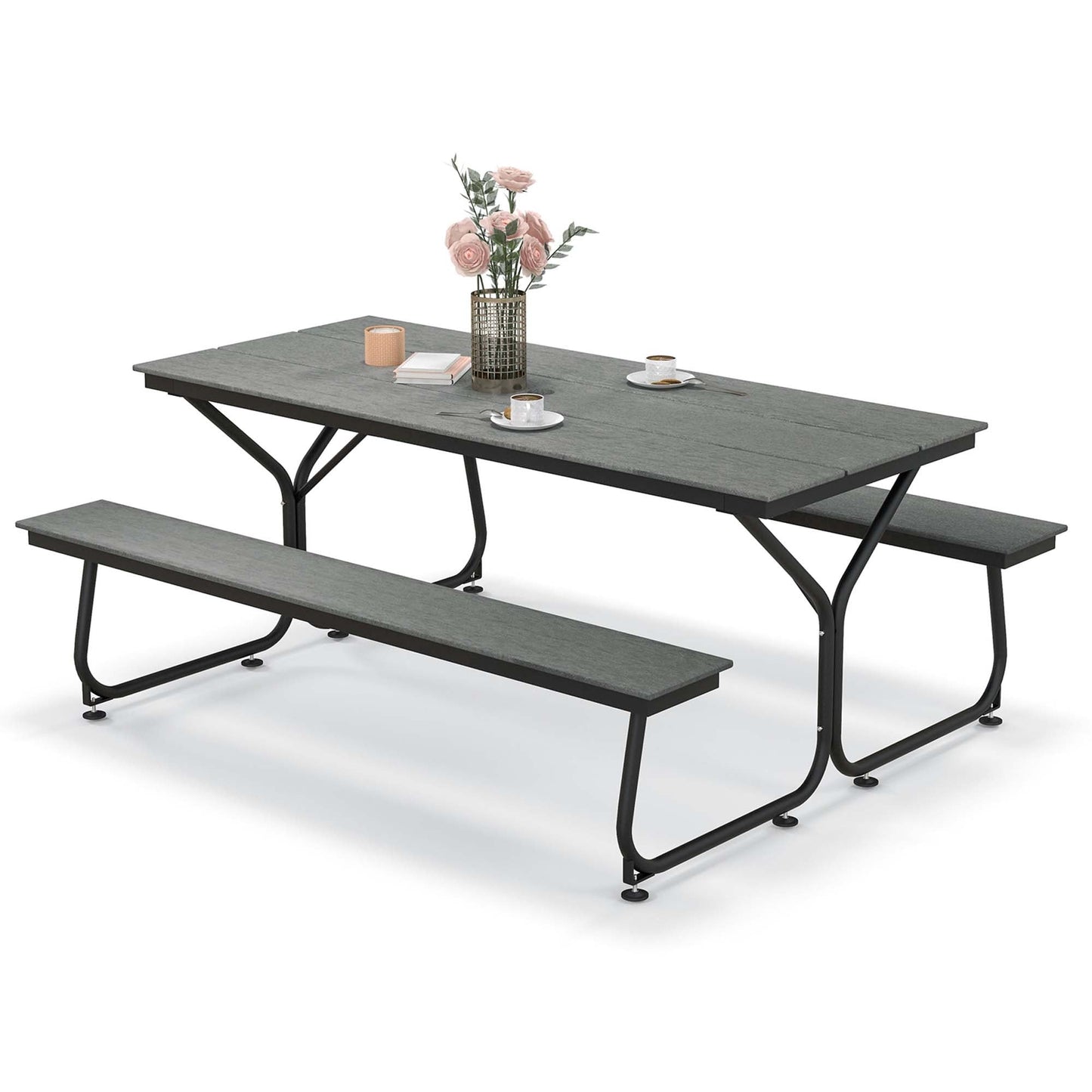 Ensemble table et banc de pique-nique Costway 6 pi, pour extérieur, en HDPE, très résistant - Voir les détails