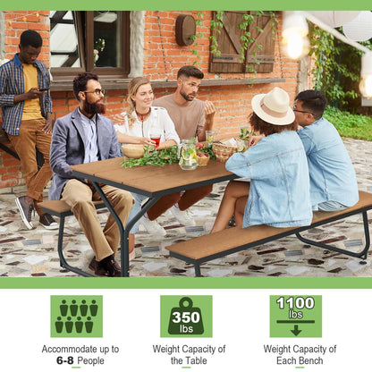 Ensemble table et banc de pique-nique Costway 6 pi, pour extérieur, en HDPE, très résistant - Voir les détails