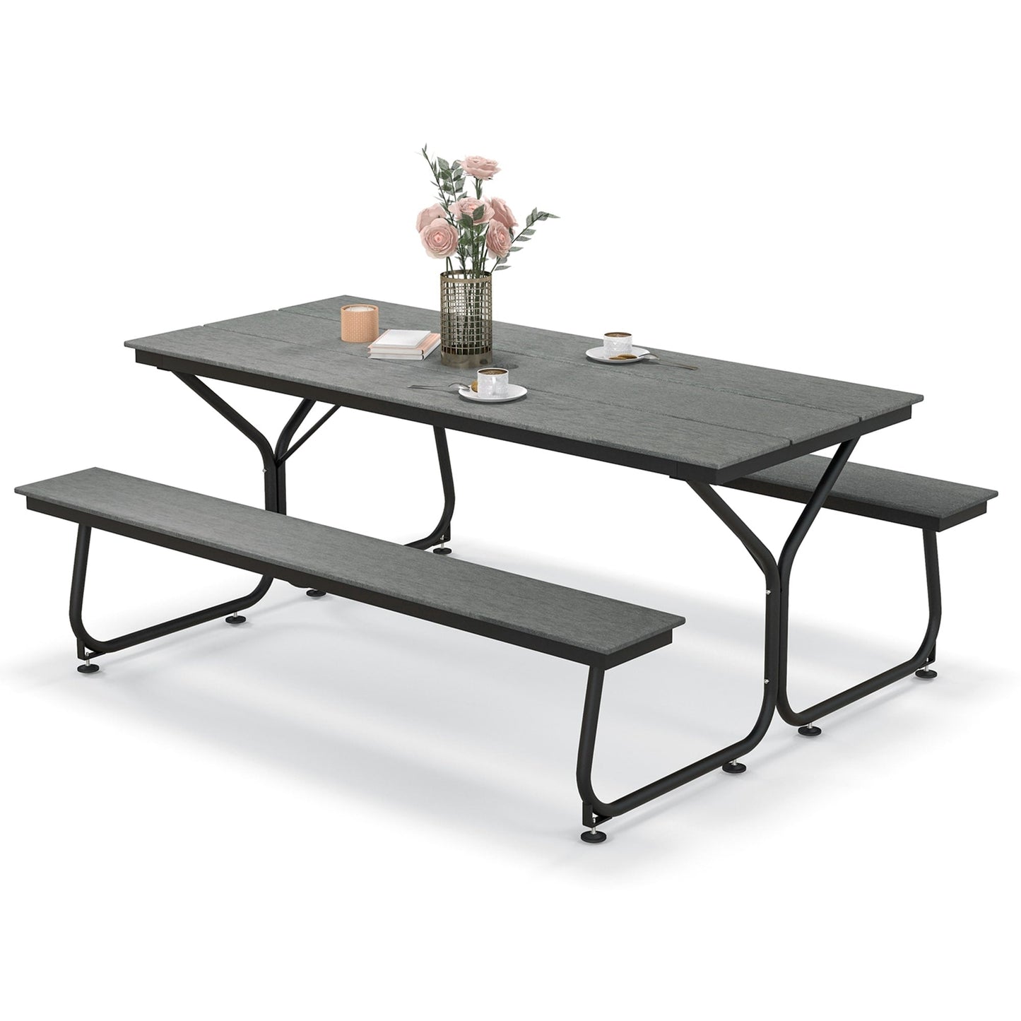 Ensemble table et banc de pique-nique Costway 6 pi, pour extérieur, en HDPE, très résistant - Voir les détails