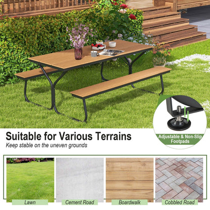 Ensemble table et banc de pique-nique Costway 6 pi, pour extérieur, en HDPE, très résistant - Voir les détails