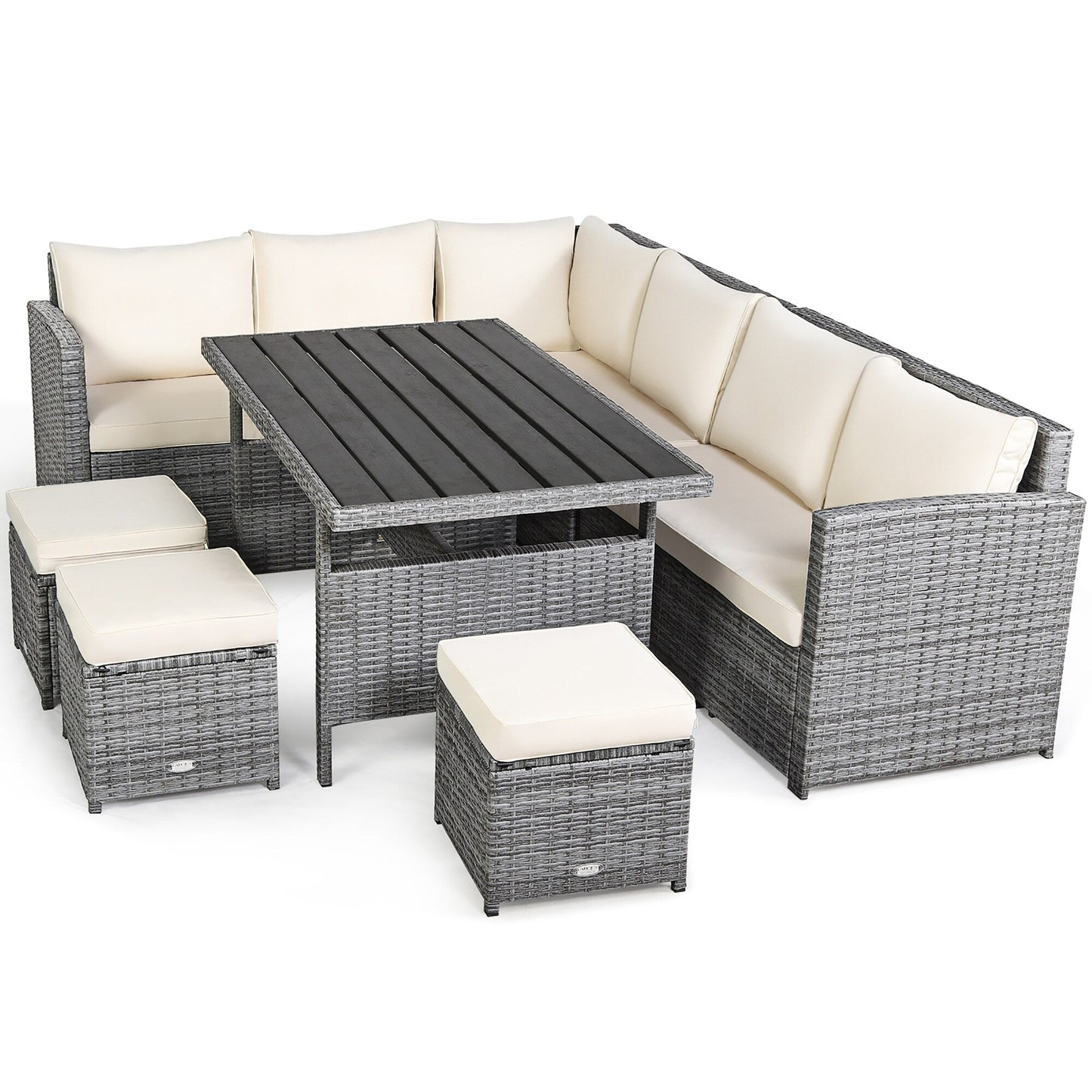 Ensemble de meubles de jardin en rotin Costway 7 pièces, canapé d'angle, pouf - Voir les détails