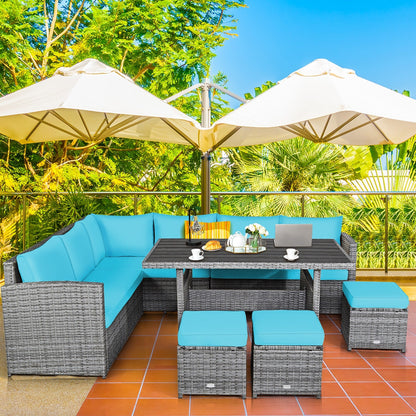 Ensemble de meubles de jardin en rotin Costway 7 pièces, canapé d'angle, pouf - Voir les détails