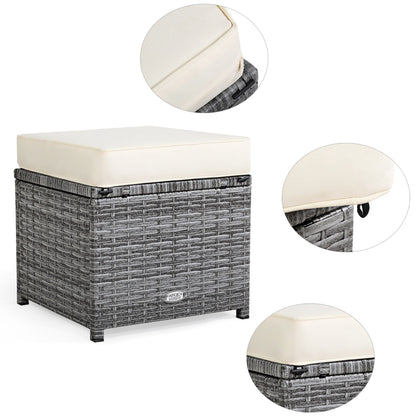Ensemble de meubles de jardin en rotin Costway 7 pièces, canapé d'angle, pouf - Voir les détails