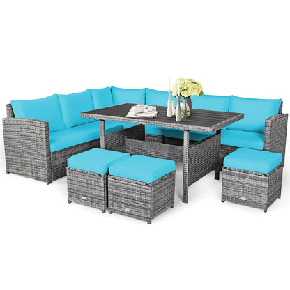 Ensemble de meubles de jardin en rotin Costway 7 pièces, canapé d'angle, pouf - Voir les détails