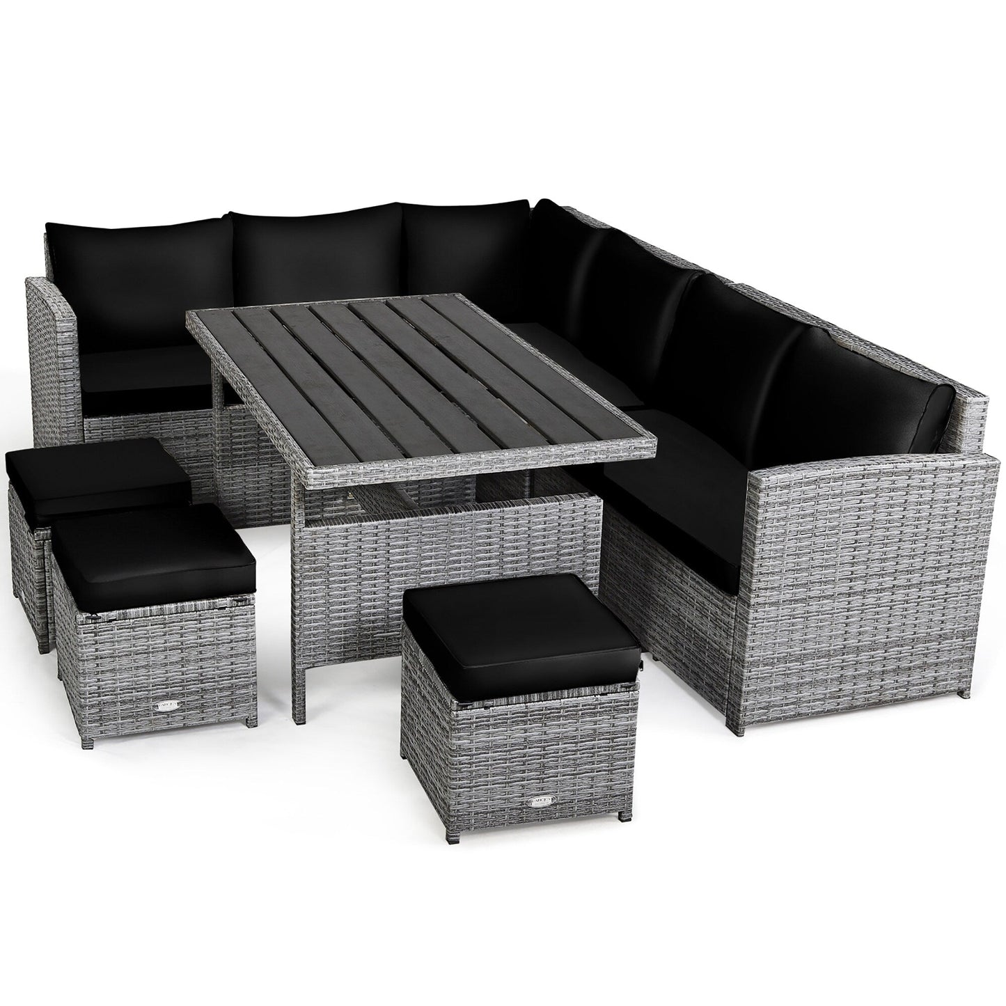 Ensemble de meubles de jardin en rotin Costway 7 pièces, canapé d'angle, pouf - Voir les détails