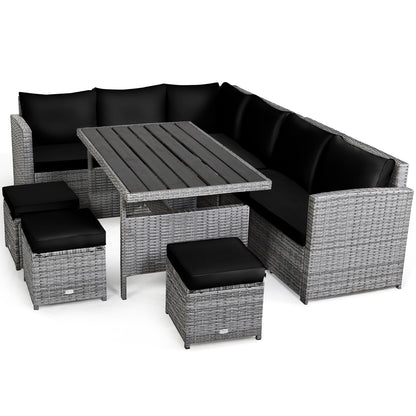 Ensemble de meubles de jardin en rotin Costway 7 pièces, canapé d'angle, pouf - Voir les détails