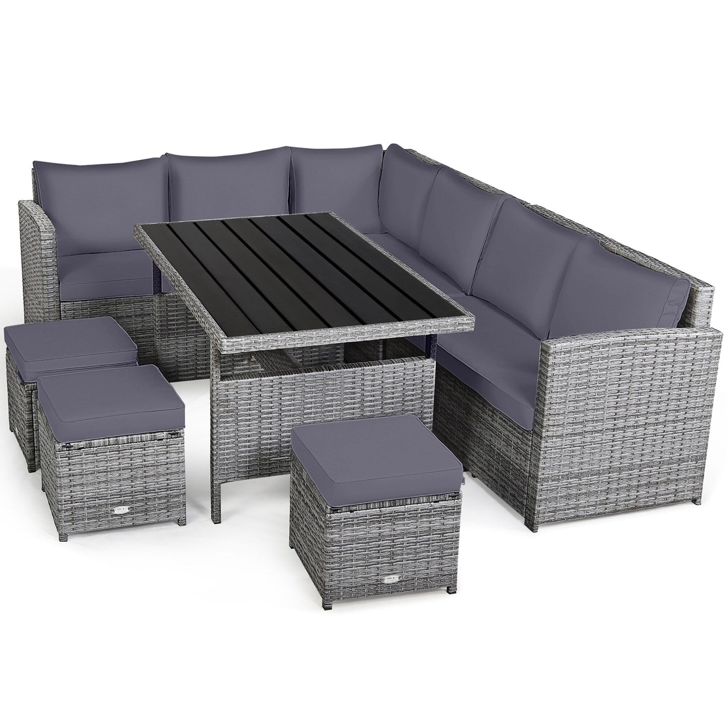 Ensemble de meubles de jardin en rotin Costway 7 pièces, canapé d'angle, pouf - Voir les détails