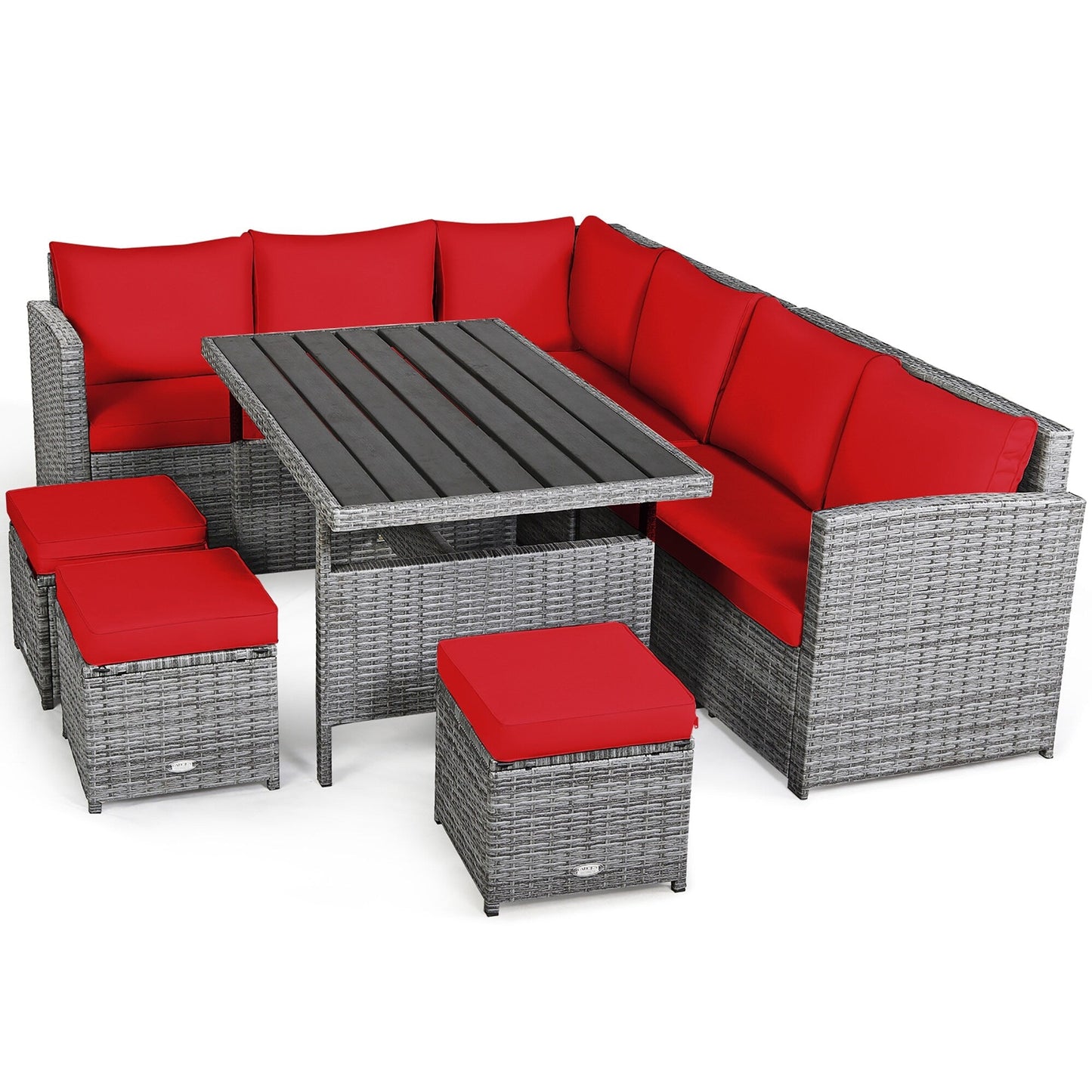Ensemble de meubles de jardin en rotin Costway 7 pièces, canapé d'angle, pouf - Voir les détails