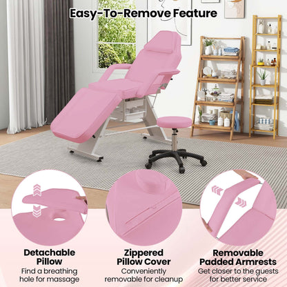 Costway Lit de massage 72 avec tabouret hydraulique et dossier réglable &amp;