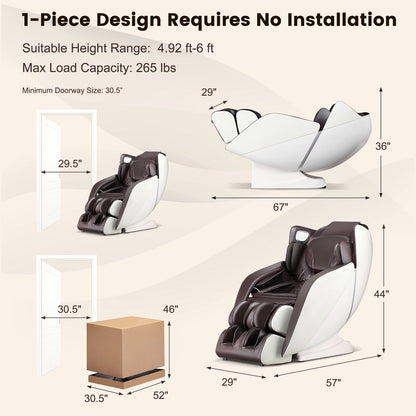 Chaise de massage pour tout le corps Costway avec contrôle vocal, chaleur et rouleaux pour les pieds