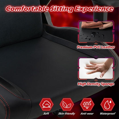 Costway Chaise de jeu ergonomique, dossier haut, pour ordinateur, avec fonction basculante - Voir les détails