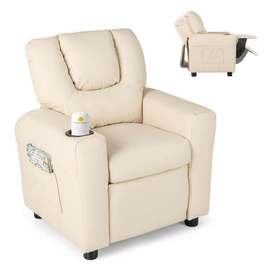 Costway Fauteuil Reclinable pour Enfants avec Porte-Gobelets, Poche Latérale et Réglable