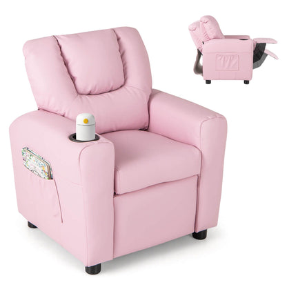 Costway Fauteuil Reclinable pour Enfants avec Porte-Gobelets, Poche Latérale et Réglable