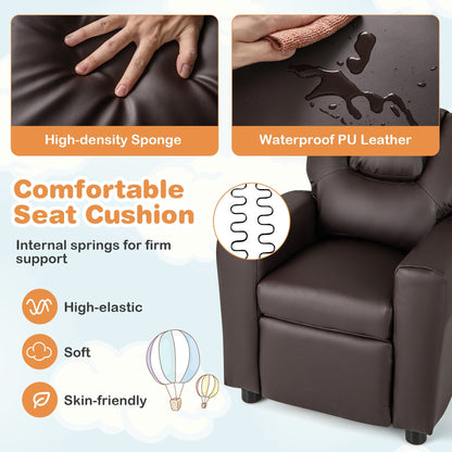 Costway Fauteuil Reclinable pour Enfants avec Porte-Gobelets, Poche Latérale et Réglable