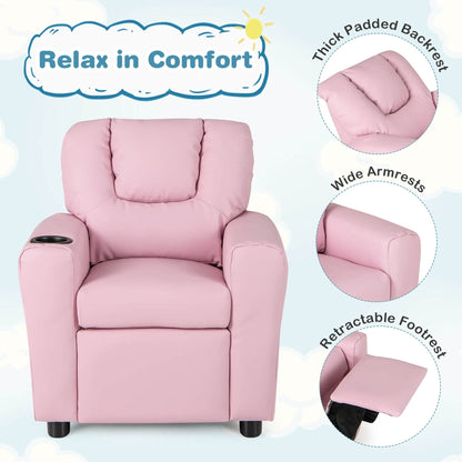 Costway Fauteuil Reclinable pour Enfants avec Porte-Gobelets, Poche Latérale et Réglable