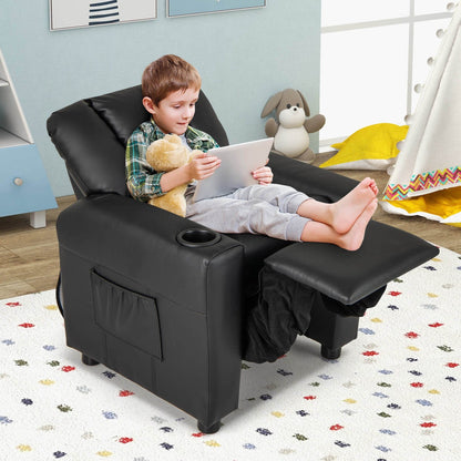 Costway Fauteuil Reclinable pour Enfants avec Porte-Gobelets, Poche Latérale et Réglable