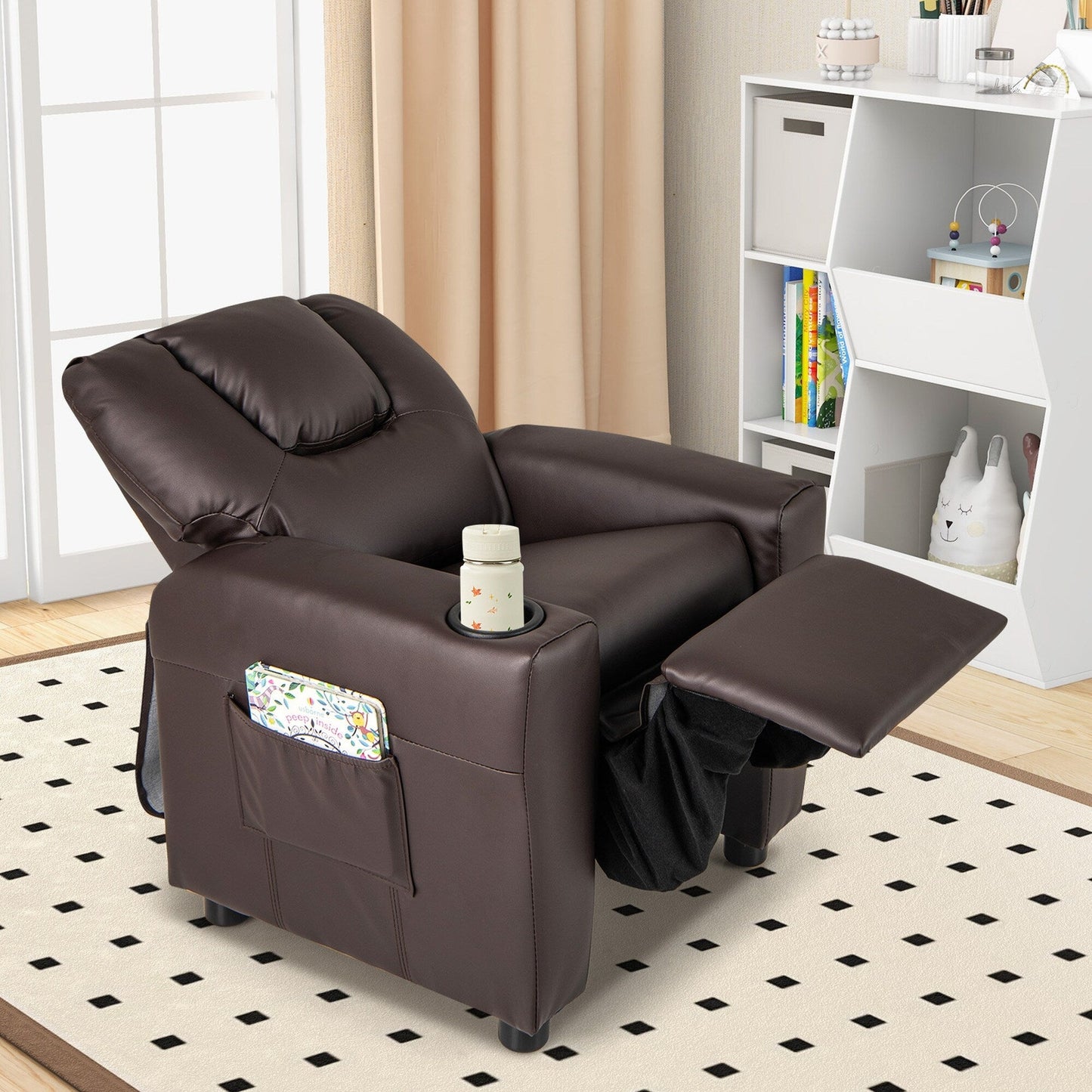 Costway Fauteuil Reclinable pour Enfants avec Porte-Gobelets, Poche Latérale et Réglable