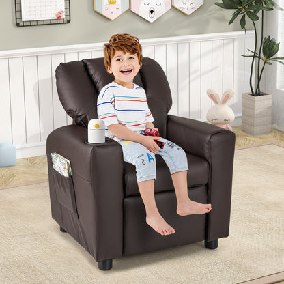 Costway Fauteuil Reclinable pour Enfants avec Porte-Gobelets, Poche Latérale et Réglable