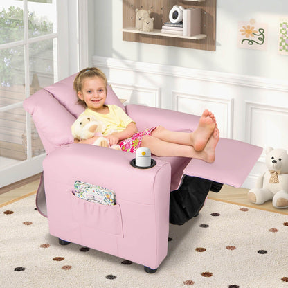 Costway Fauteuil Reclinable pour Enfants avec Porte-Gobelets, Poche Latérale et Réglable