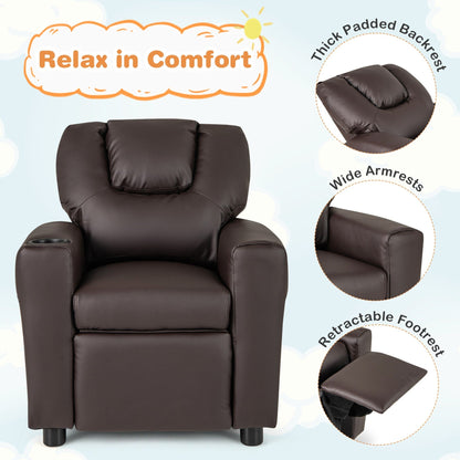 Costway Fauteuil Reclinable pour Enfants avec Porte-Gobelets, Poche Latérale et Réglable