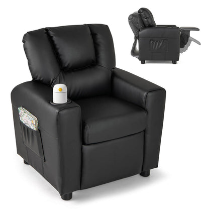 Costway Fauteuil Reclinable pour Enfants avec Porte-Gobelets, Poche Latérale et Réglable