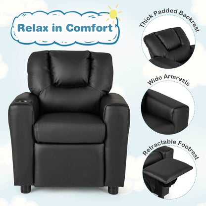 Costway Fauteuil Reclinable pour Enfants avec Porte-Gobelets, Poche Latérale et Réglable