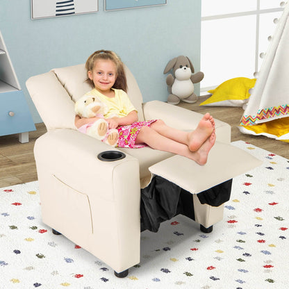Costway Fauteuil Reclinable pour Enfants avec Porte-Gobelets, Poche Latérale et Réglable