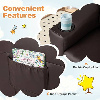 Costway Fauteuil Reclinable pour Enfants avec Porte-Gobelets, Poche Latérale et Réglable