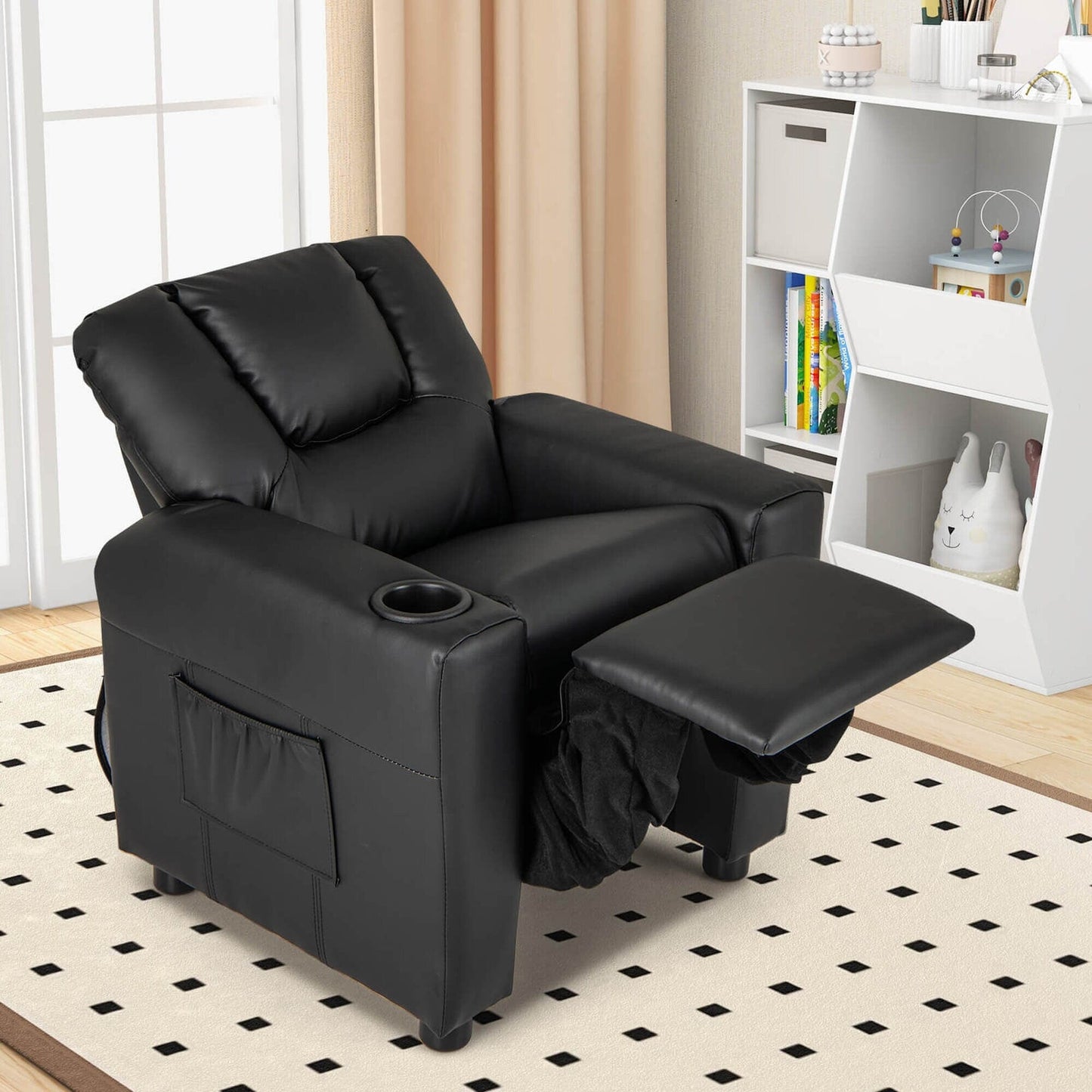 Costway Fauteuil Reclinable pour Enfants avec Porte-Gobelets, Poche Latérale et Réglable