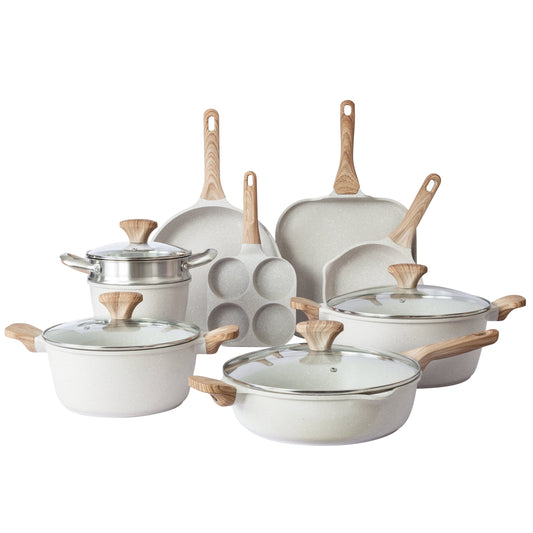 Country Kitchen - Ensemble de 13 pièces pour induction en aluminium coulé avec poignées en BAKÉLITE