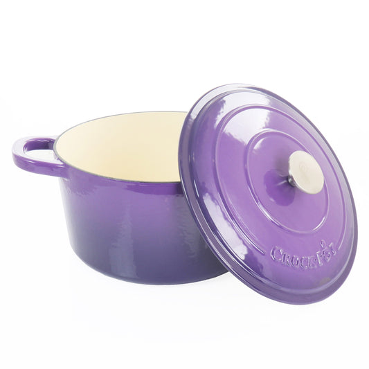 Casserole en fonte émaillée Crock-Pot Artisan, 2 pièces, 5 quarts, avec couvercle, couleur lavande.