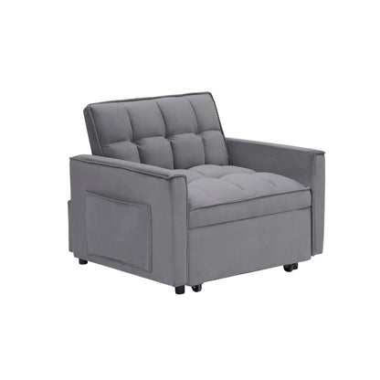 Canapé-lit convertible moderne gris foncé 70.86, 3 en 1, simple, avec dossier réglable et roulettes, pour salon.