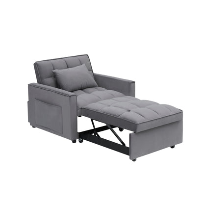 Canapé-lit convertible moderne gris foncé 70.86, 3 en 1, simple, avec dossier réglable et roulettes, pour salon.