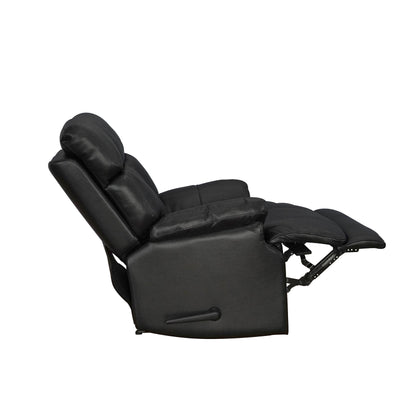 Davin Fauteuil inclinable manuel en cuir véritable, grain supérieur, marron, avec repose-pieds extensible.