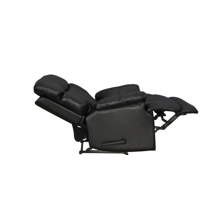 Davin Fauteuil inclinable manuel en cuir véritable, grain supérieur, marron, avec repose-pieds extensible.