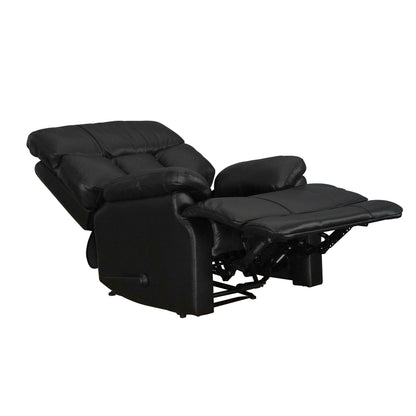 Davin Fauteuil inclinable manuel en cuir véritable, grain supérieur, marron, avec repose-pieds extensible.