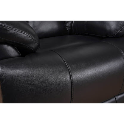 Davin Fauteuil inclinable manuel en cuir véritable, grain supérieur, marron, avec repose-pieds extensible.